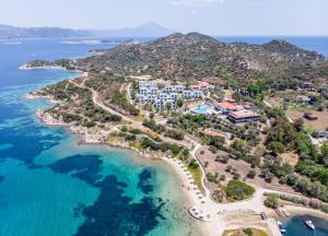 阿莫利亚尼岛阿吉奥尼斯度假酒店的享有度假村和海滩的空中景致