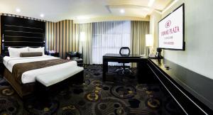 托卢卡托卢卡皇冠假日酒店 - 兰开斯特的酒店客房,配有床和电视