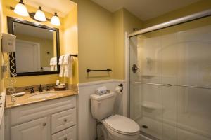 佩托斯基斯塔福德海湾景酒店的带淋浴、卫生间和盥洗盆的浴室