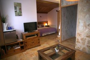 AliaguillaCasa Rural Baltasar的一间带床和电视的客厅