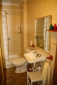 布拉干萨Ninho do Melro - Turismo Rural Bragança的浴室配有卫生间、盥洗盆和淋浴。