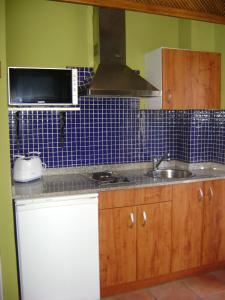 擞莫罗伯斯公寓的厨房配有水槽和微波炉