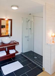 普卢贡韦兰国际之家文特瓦兹酒店的带淋浴和盥洗盆的浴室