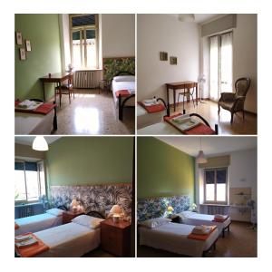 托斯科拉诺-马德尔诺Ostello delle cartiere的客厅和卧室的三幅图片