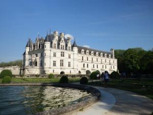 蒙特里夏尔2 Pieces proche Beauval et Châteaux的一座大型城堡,前面有一个池塘