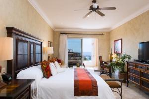 卡波圣卢卡斯埃斯坦西亚海滩SPA度假村的一间卧室配有一张大床和电视