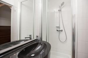 布加勒斯特城堡酒店的一间带水槽和淋浴的浴室