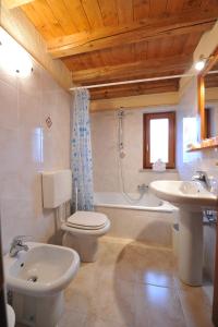 尚波吕克Family Apartments Le Chalet的浴室配有盥洗盆、卫生间和浴缸。