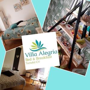 塔拉法尔B&B "Villa Alegria", Tarrafal的一张带住宿加早餐标志的客房照片的拼贴