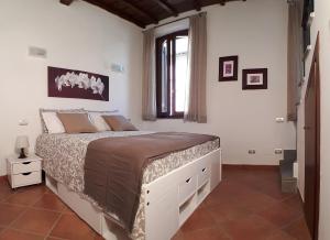 维泰博Alloggio turistico La Casa del Vignola的一间卧室设有一张大床和一个窗户。