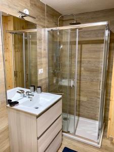 安泰伊-萨伊恩特-安德尔埃维拉吉奥塞维诺旅游营地的一间带水槽和淋浴的浴室