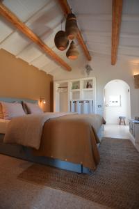 CastilentiBed and Adventure Tramontana - Casetta & Wellness的一间卧室设有一张大床和天花板