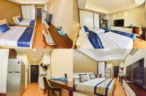 金边中外国际酒店的两张带两张床的酒店客房的照片