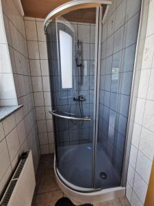 Spodnje HočePohorje的浴室里设有玻璃门淋浴