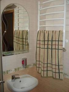 苏梅Гостиничные номера и сауна的一间带水槽和镜子的浴室
