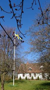 埃斯勒夫Bo i Remmarlöv的建筑物前杆上的旗帜