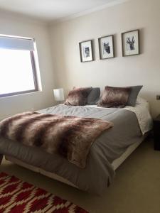 巴耶内瓦Apartment Valle Nevado的一间卧室设有一张大床和一个窗户。