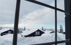 利勒哈默尔Cozy Home In Lillehammer With Wifi的从雪覆盖的房子的窗户欣赏美景