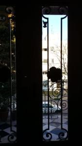 蒙得维的亚Casa del Mar的享有庭院景致的玻璃门
