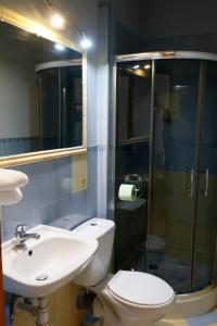NiedźwiedźAgroturystyka U Misia的浴室配有卫生间、盥洗盆和淋浴。