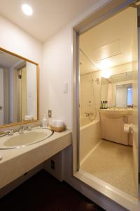 滨松滨松协和酒店的一间带水槽和大镜子的浴室