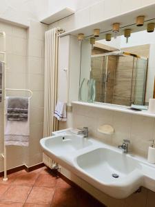 拉韦纳蓬泰特雷萨Villa Panoramica的浴室设有白色水槽和镜子