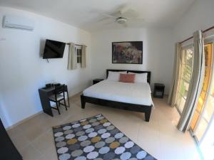 苏莎亚布兰科珊瑚酒店的一间卧室配有一张床和一台电视