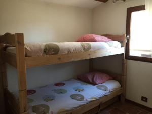 BriançonnetLa Galisesagnoise的小型客房配有2张双层床和1张床