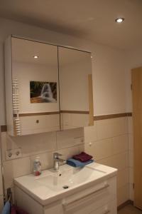 菲施巴豪Bucherhof的浴室设有白色水槽和镜子