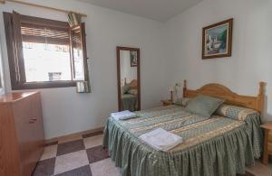 卡皮雷拉Rurales Las Chimeneas公寓式酒店的一间卧室设有一张床和一个窗口