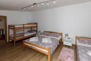克宁Prenoćište Kastel的一间带两张双层床和一张沙发的卧室