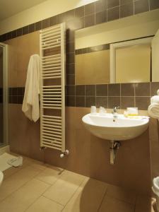 托伦蒂诺克鲁尹图姆酒店的一间带水槽和镜子的浴室