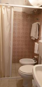 马西亚娜马里纳安塞尔米酒店的带淋浴、卫生间和盥洗盆的浴室