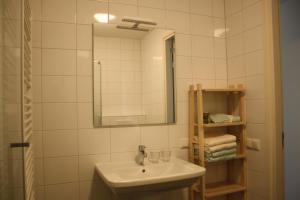 埃尔默洛Bed & Breakfast Op 't Leven的白色的浴室设有水槽和镜子