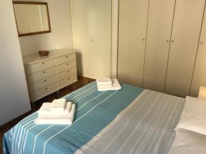 圣贝内代托-德尔特龙托Casavacanze estate 3的一间卧室配有带毛巾的床
