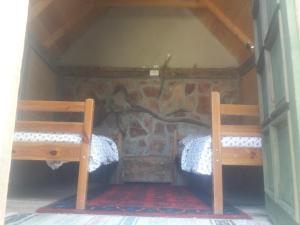 普列夫利亚Eco Camp Dzogaska Vrela的一间卧室配有两张双层床。