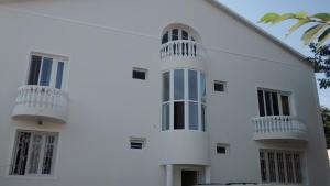第比利斯Villa House Georgia的白色的建筑,设有两个阳台