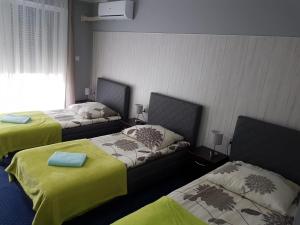 新苏尔H-Odra Nowa Sól的客房 - 带两张带绿床单的床