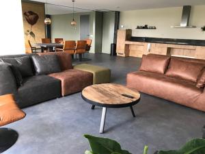 泽伊德赞德Hoeve Oude Tol的客厅配有两张沙发和一张咖啡桌