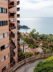 博索莱伊Charmant 2 pieces frontiere Monaco的从大楼内可欣赏到海景
