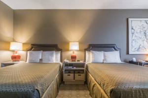 格林斯伯勒普罗西米特酒店的配有2盏灯的酒店客房的2张床