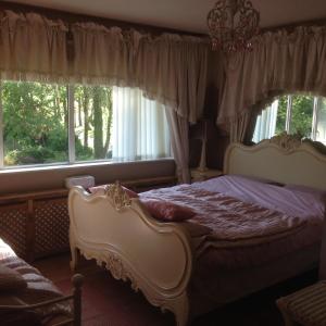 Florencecourt阿奇豪斯住宿加早餐旅馆的一间卧室设有一张床和两个窗户。