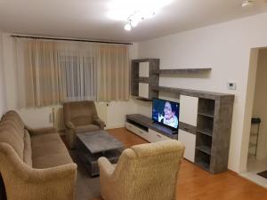 斯图加特Apartment Nr 1的客厅配有2把椅子和平面电视