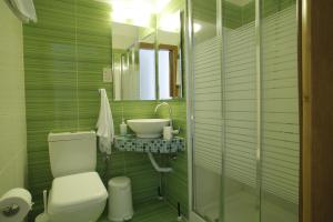 阿菲托斯斯特拉托斯酒店的绿色浴室设有卫生间和水槽