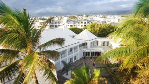 圣皮埃尔迪莱尔别墅酒店及Spa的享有棕榈树白色建筑的空中景致