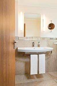 弗赖辛拜耶里切酒店的一间带水槽和镜子的浴室
