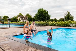 法尔肯堡TopParken – Résidence Valkenburg的一群人坐在游泳池里