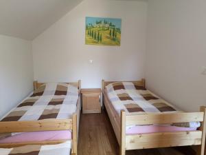 雷兹夫图新特布萨克公寓的卧室配有两张床,墙上挂着一幅画