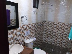 贝约Apartamento Ángel Namaste的一间带水槽、卫生间和镜子的浴室