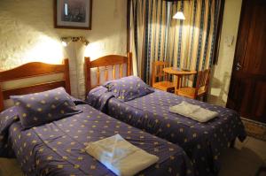 特拉玛斯阿拉佩阿拉佩绿洲温泉酒店的一间卧室配有两张床和一张桌子